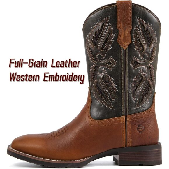 Men’s Rowdy Rust Square Toe Leather Boot Durable 10-inch Pull-on Wellington Boot main image 4